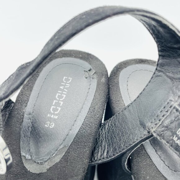Divided H&M Shoes Womens Size 8 Black Heels Sandals Ankle Strap Buckle Strappy - Picture 10 of 13
